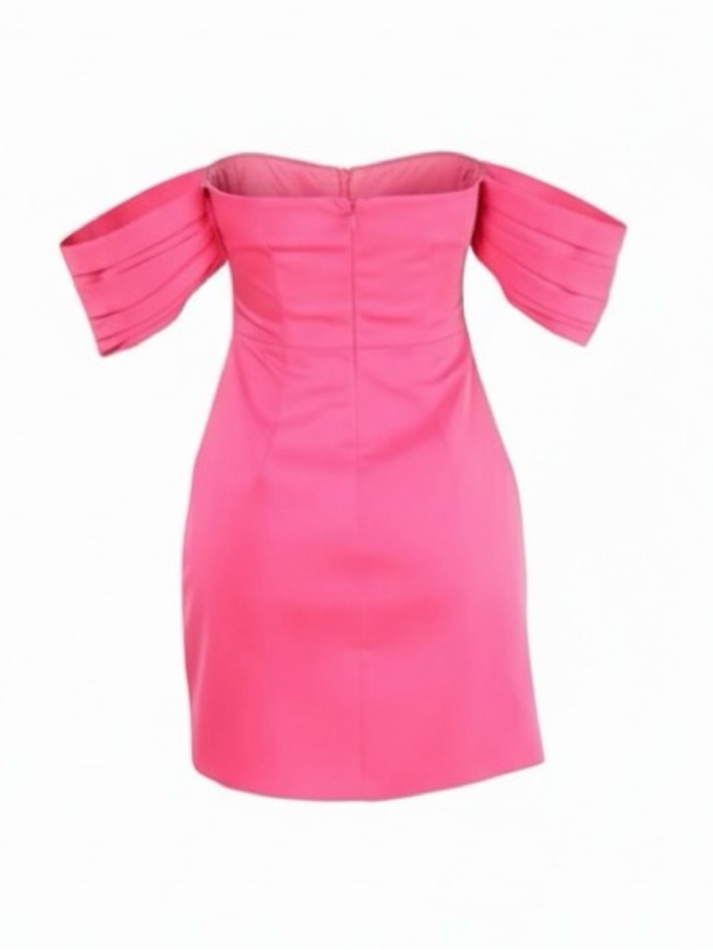 Lulus NWT “Totally Haute” Hot Pink Satin Pleated Off-The-Shoulder Mini Dress Med - Picture 15 of 16